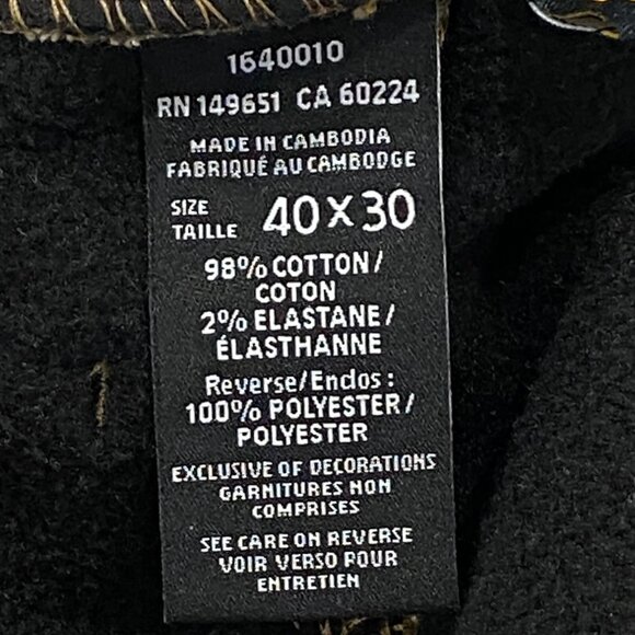 CAT Caterpillar Work Pants Mens 40 x 30 Brown Canvas Fleece Lined Insulated DIRT - Picture 13 of 14